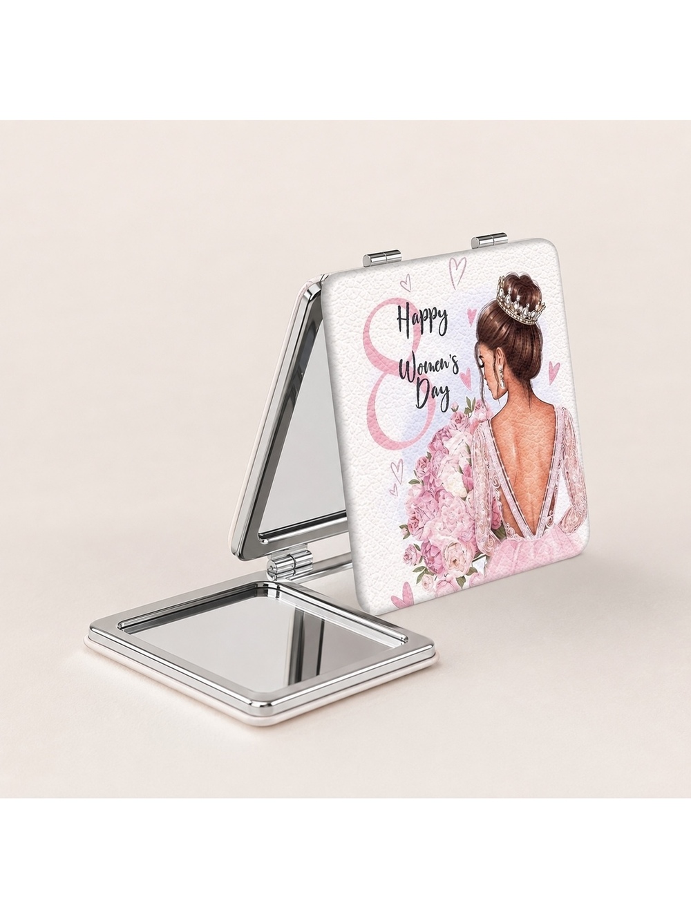Sable & Red Women’s Day Floral Double-Sided Travel Mirror - Picture 3 of 8